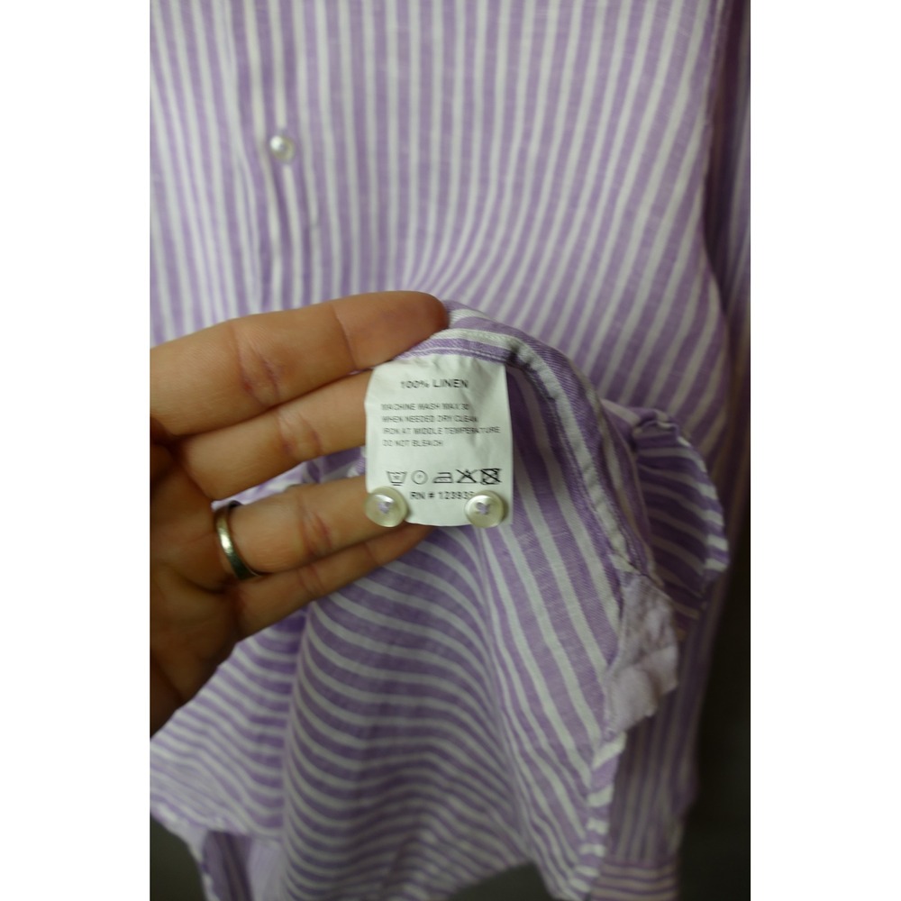 HAMMER MADE Linen Striped Long Sleeve Button Down Shirt Mens 39 15.5 - Picture 7 of 8